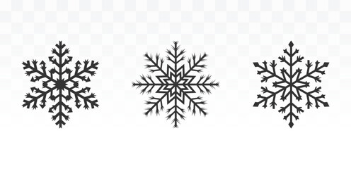 Collection of Detailed Black Snowflake Silhouettes for Xmas