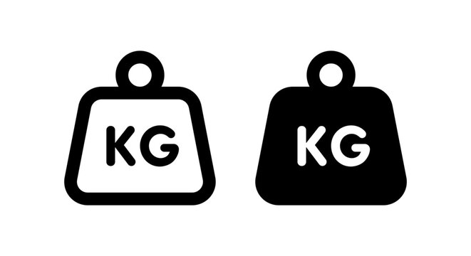 Kilogram heavy weight icons in flat and outline style. Vector illustration