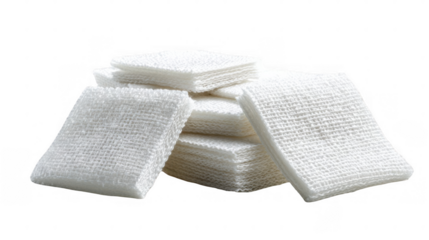 Nurse is holding a stack of sterile gauze pads, prepared for dressing wounds or surgical procedures, with a transparent background for easy isolation and use in various design projects
