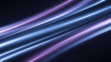 Abstract glowing light trails of purple and blue on black background
