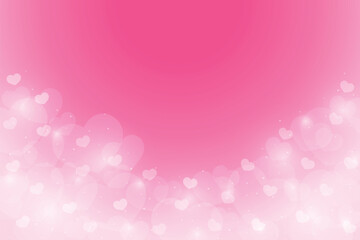 pink gradient background heart shape and dot bokeh element love valentine theme banner vector illustration template