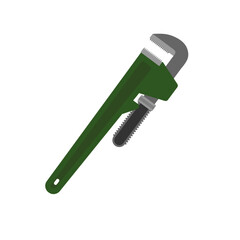 Adjustable pipe wrench flat design vector illustration of mechanical tools isolated on white background. Plumbing, repair, building tools. an essential tool for plumbing, repair, and construction task