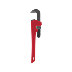 Adjustable pipe wrench flat design vector illustration of mechanical tools isolated on white background. Plumbing, repair, building tools. an essential tool for plumbing, repair, and construction task