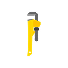 Adjustable pipe wrench flat design vector illustration of mechanical tools isolated on white background. Plumbing, repair, building tools. an essential tool for plumbing, repair, and construction task