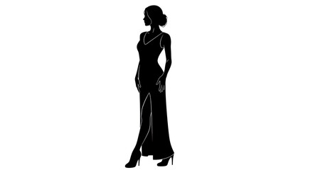 Classical standing silhouette, graceful pose

