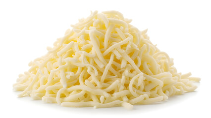 Grated Mozzarella Cheese Isolated on White Background