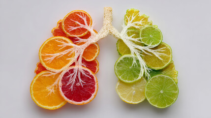 Citrus lung, fruit lung, orange slice, lime slice, grapefruit slice, health concept, freshness