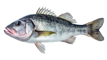 Seabass Fish on a White Canvas: Isolated Fresh Seafood Ready for Cooking and Eating