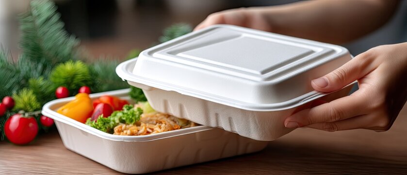 Creating a comfort box with polystyrene teeth and festive decorations in a cozy kitchen setting during Christmas preparations