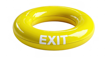 Red exit sign with transparent background indicating escape route, providing guidance and ensuring safety during emergencies with clear visibility
