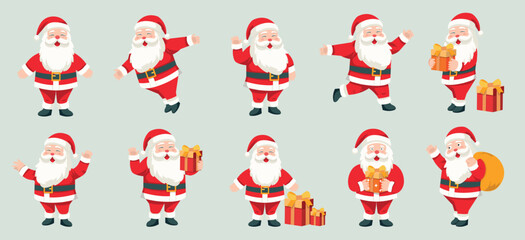 Santa Claus Character Set in Various Poses and Gestures Collection