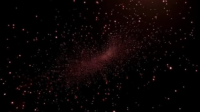 A breathtaking cosmic swirl of countless shimmering reddish stars illuminating the dark expanse of space