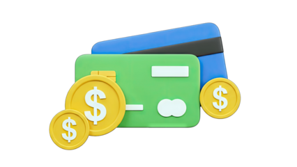 Credit Cards and Dollar Coins: Financial Transactions Concept