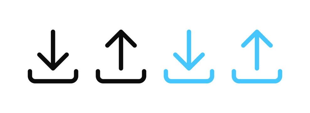 Minimalist Download and Upload Icons for Web and App Interfaces. Vector Illustration