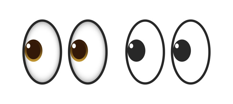 Big wide eye icons in colorful and outline style. Vector illustration