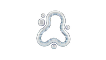 Abstract Glass Shape with Bubbles on White Background
