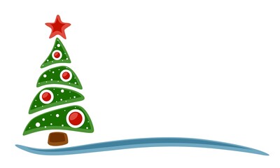 Symbol of stylized Christmas tree with toys.

