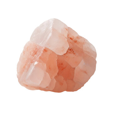 Pink Himalayan salt rock in natural shape on white background  