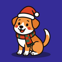 Adorable Christmas Dog with Scarf