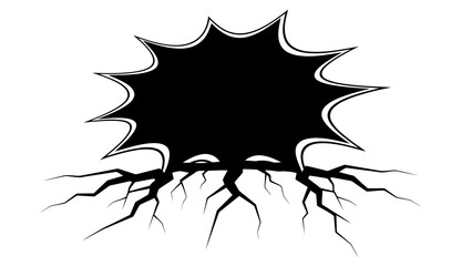 Bursting hole and ground cracks comic impact effect vector art