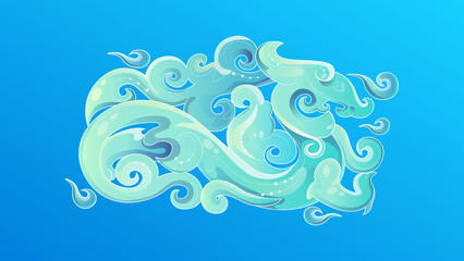 Chinese-inspired ornamental background with a walking dragon