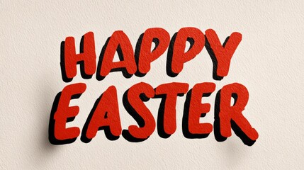 A red and white Easter sign with the words Happy Easter written in red. The sign is designed to convey a sense of joy and celebration associated with the holiday
