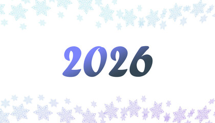 2026 New Year greeting on white background, Minimal winter holiday background.
