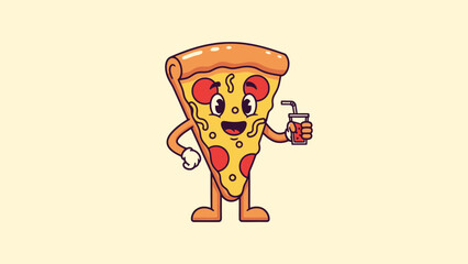 Pizza slice holding drink