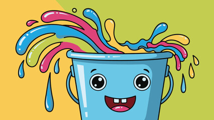 Cheerful cup overflowing with colorful liquids