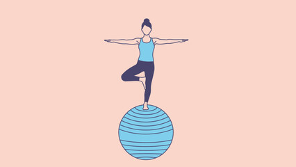 Yoga practitioner balancing on exercise ball