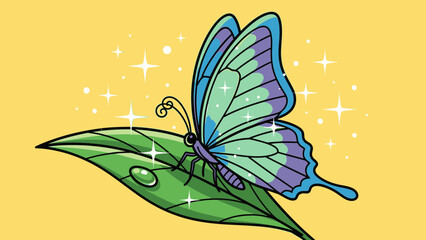 Stained glass butterfly on leaf