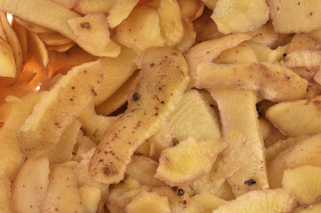 Fond d'épluchures de pommes de terre en gros plan