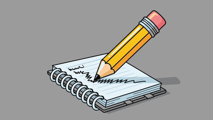 Pencil writing in notebook