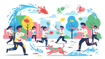 Children playing with water on a sunny day