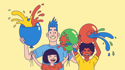 Children celebrating earth day with water balloons