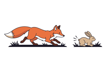 Fox chasing rabbit