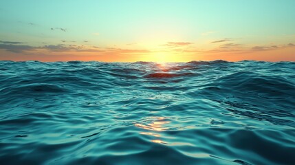 Ocean waves under sunset