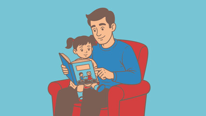 Father and daughter reading together