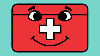 First aid kit with smiling face