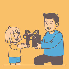 Child giving father a gift