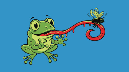 Frog catching a fly
