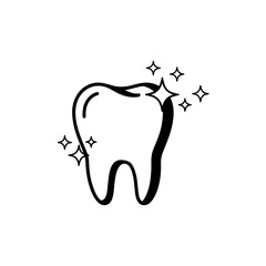 Obraz premium Sparkling tooth icon isolated on transparent background