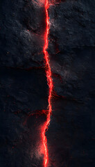 dark background with a glowing red crack at the center symbolizing a mysterious portal to another dimension