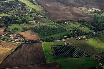 lazio hills aerial view from airplane window