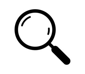 Magnifying glass search icon, representing search functionality, inquiry, and investigation
