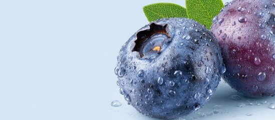 Fresh Blueberries with Water Droplets.