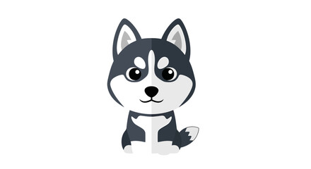 Obraz premium Adorable husky puppy illustration with minimalist design against clean background
