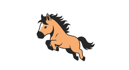 Animated equine leaping joyfully in a stylized illustration against white background