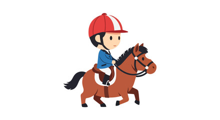 Charming cartoon horse and jockey illustration perfect for children's designs and animations