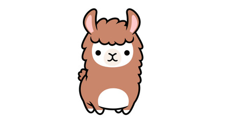 Fototapeta premium Charming cartoon llama illustration with fluffy fur and adorable expression creating a delightful